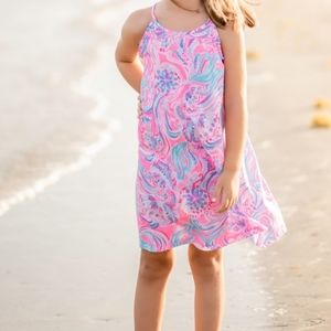 Lilly Pulitzer Girls Mini Alek Dress Prosecco Pink Dont Be Jelly size M (6-7)
